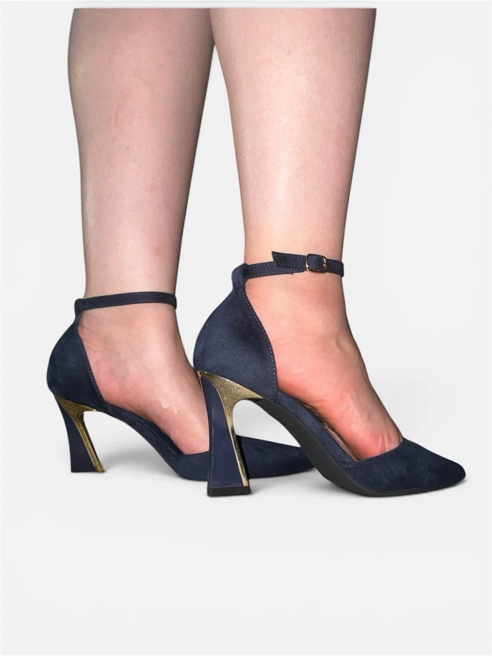 Women's Navy Suede Ankle-Strap Heels size 8.5